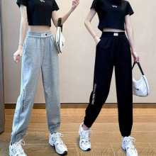 运动裤女2024春秋季显瘦高腰韩版宽松哈伦裤直筒束脚休闲裤新款潮