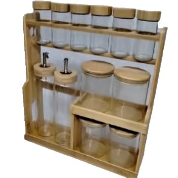 Estandarte de almacenamiento de cocina 80 + 6601 12 piezas tres capas de bambú y madera para el hogar