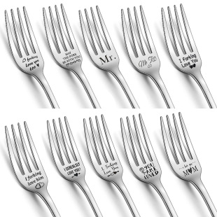 Stainless steel fork table fork tableware MOM DAD Father's Day Mother's Day gift forking love you