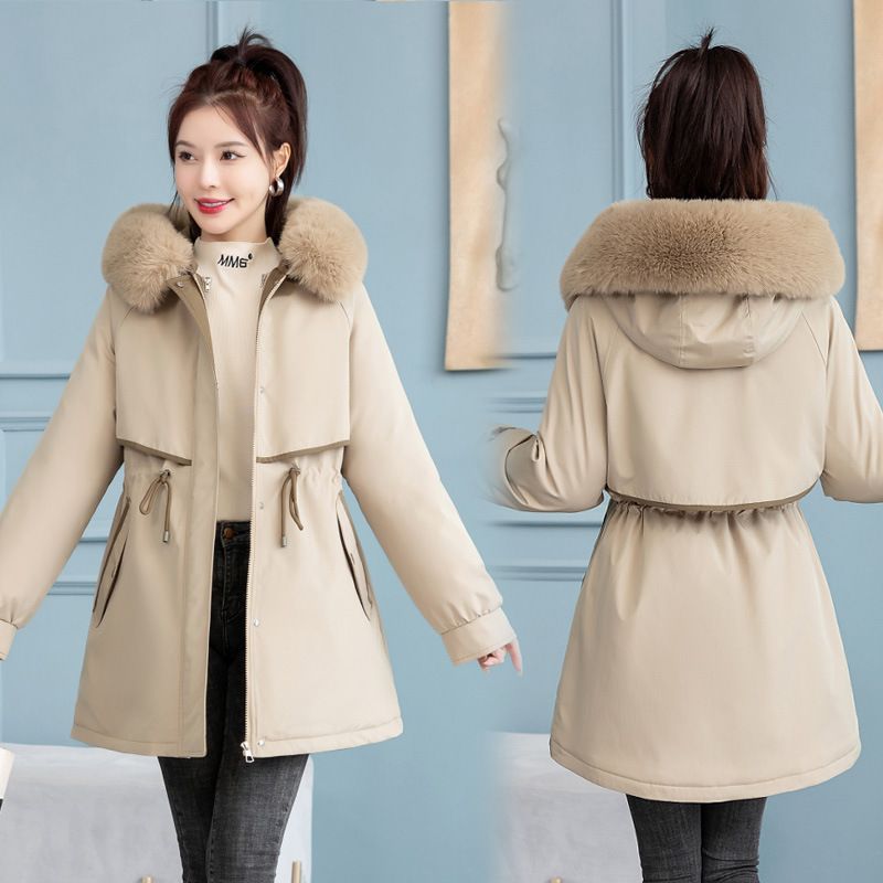 2023 Nueva parka ropa de mujer forro desmontable una capa de tres desgaste abrigo corto de invierno gran cuello de piel fuera de temporada abrigo de algodón acolchado image 4