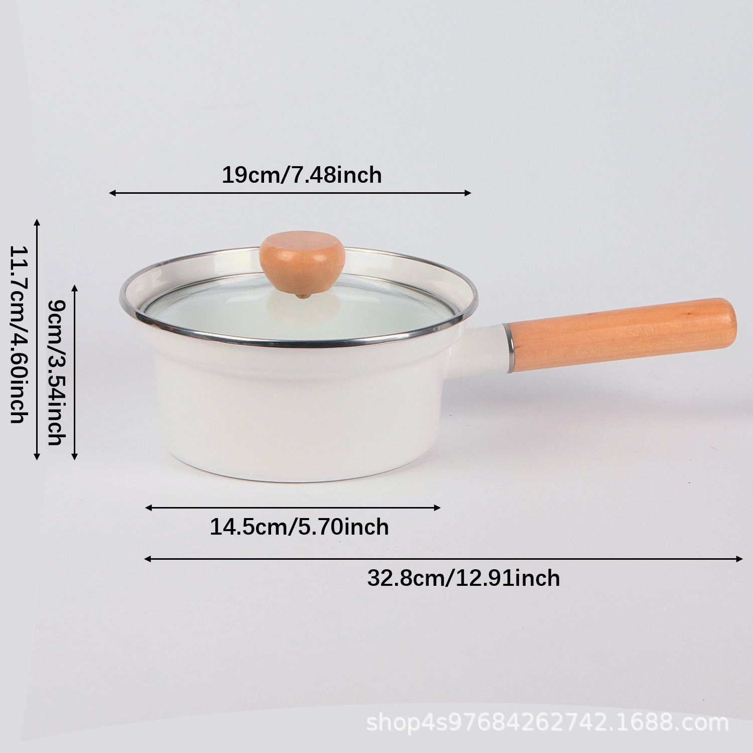 흰색 넘침 방지 냄비 - 20cm