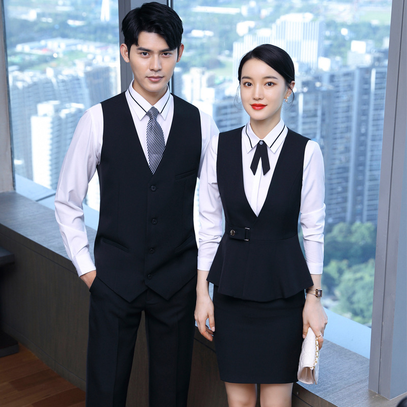 Black Vest for Men and Women Same Style Suit 2025 New Fashion Formal Waiter Front Desk Cashier Suit Suit