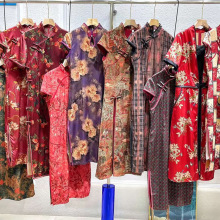 24夏季高端品牌FaSiKe真丝水墨晕染旗袍气质妈妈裙子品牌尾单清货