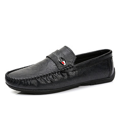 Men's Spring 2022 New Trendy Slip-On Lazy Person Black British Casual Leather Loafers