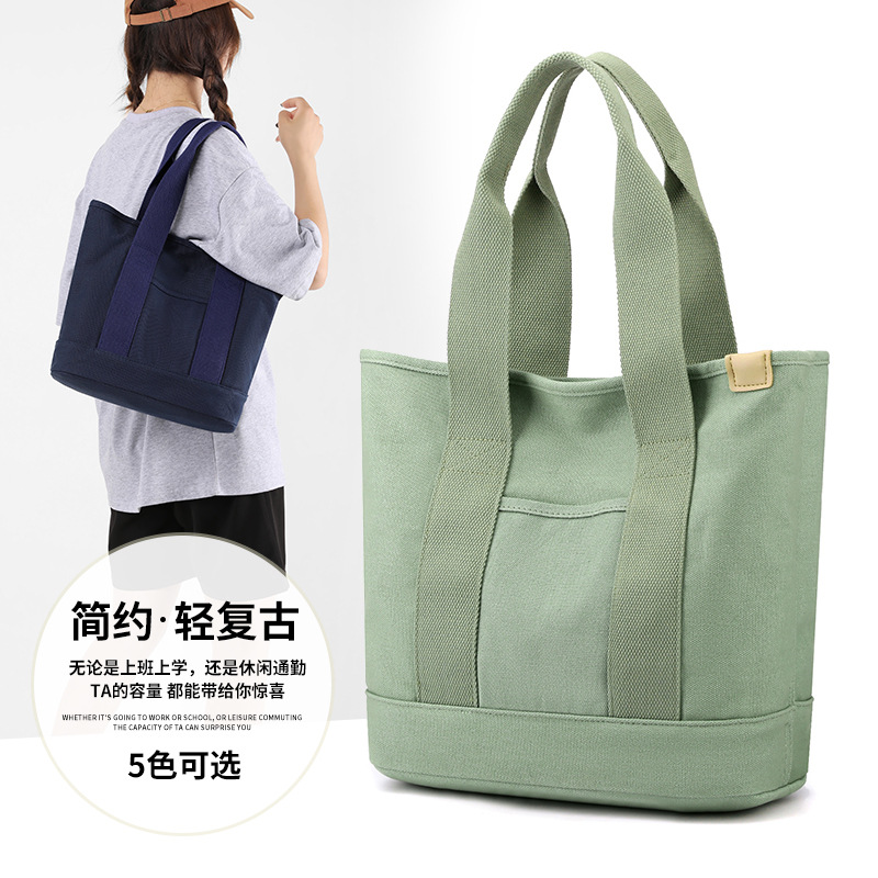 日系千層帆布單肩手提包學生多隔層大容量上班通勤外出小拎包包女