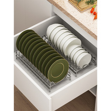 304不锈钢沥水碗架消毒柜内小型厨房抽屉碗碟盘子收纳置物架单层