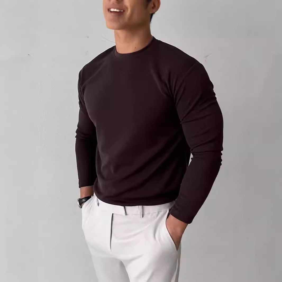 Men's Clothing Slim Fit Thermal Long Sleeve T-Shirt - Double-Layered Brushed Fleece For Warmth & Comfort - Crew Neck Base Layer For Casual_voghion.com