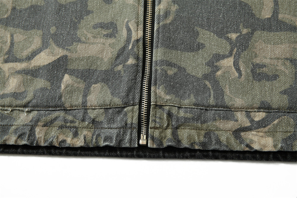 Giacca con cappuccio patchwork mimetica vintage da uomo e da donna, stile punk, vestibilità ampia, effetto consumato, per abbigliamento casual da strada, taglie dalla M alla 2XL_voghion.com