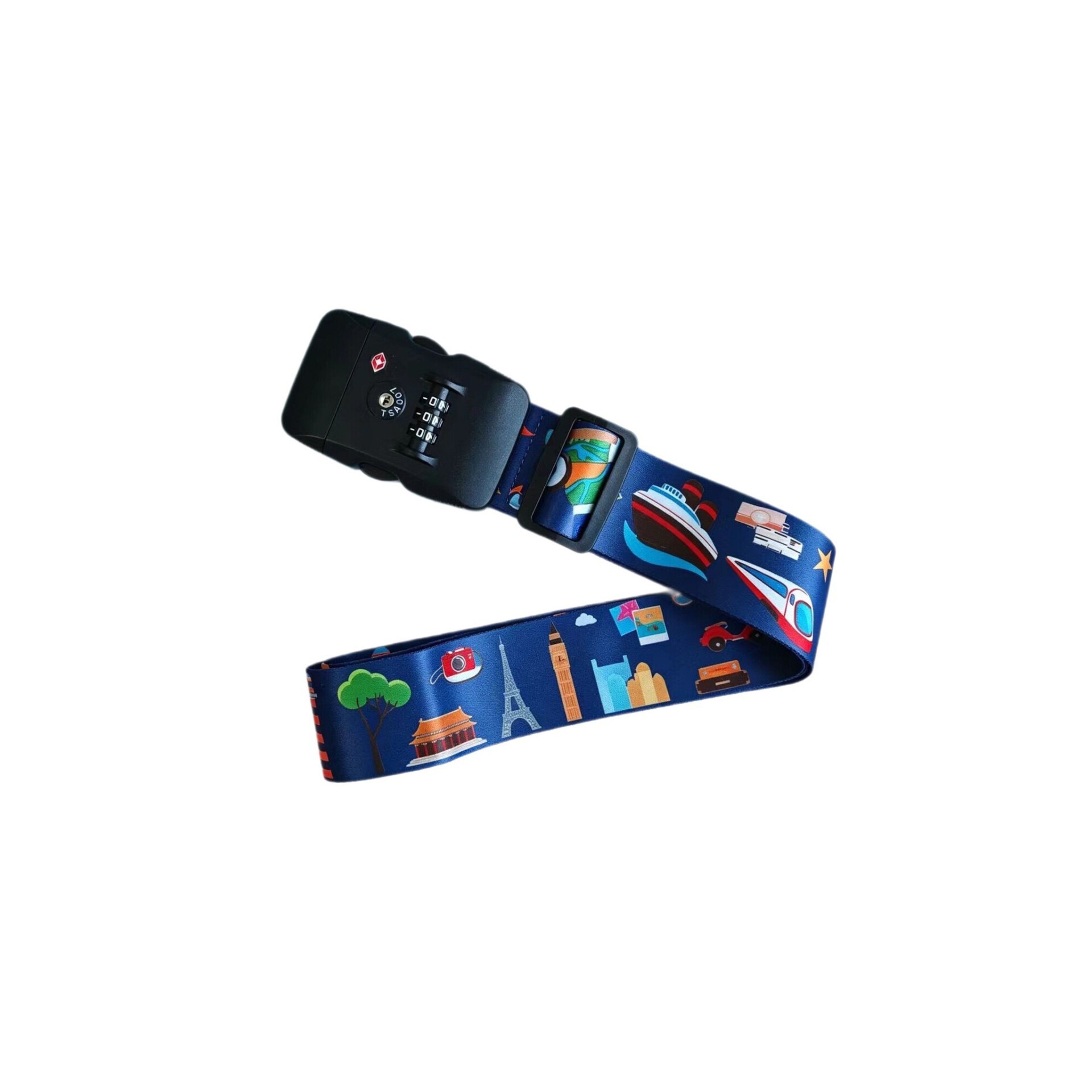 TSA code lock luggage strap, colorful printed travel case fastening strap, anti-theft adjustable model