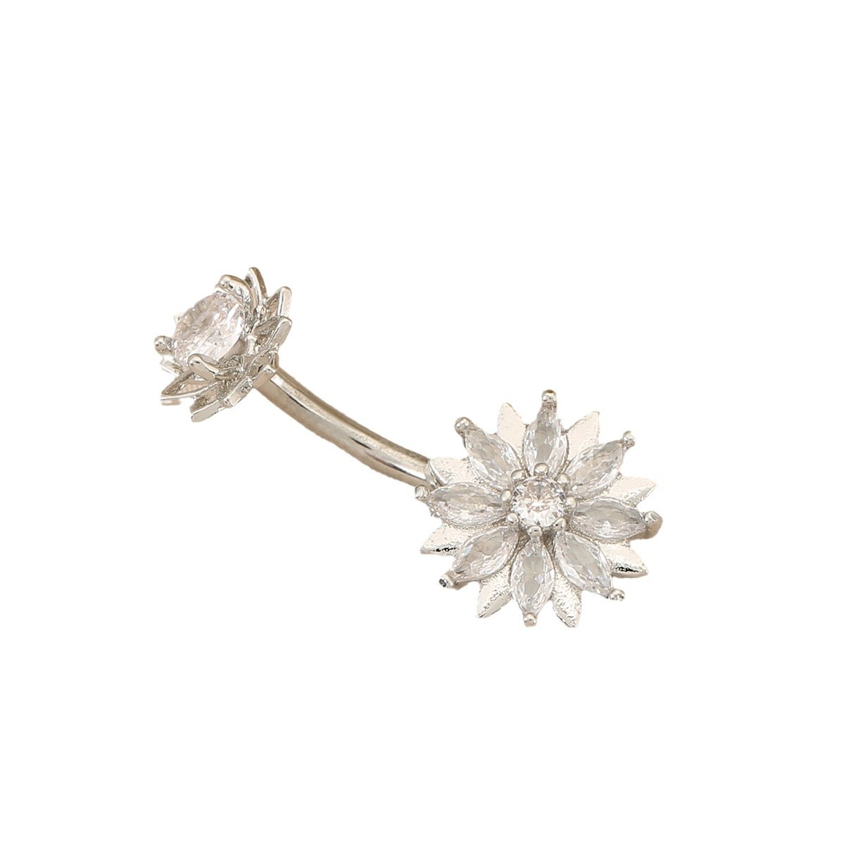 Diamond-encrusted Navel Stud For Women, Elegant Belly Button Ring_voghion.com