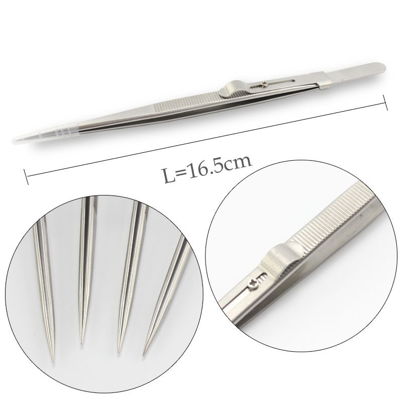 Non-slip tweezers, diamond elastic jewelry, bullet stainless steel, with gem, DIY