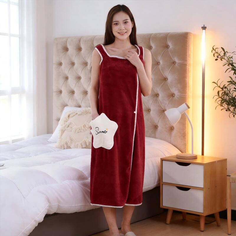 Coral fleece bath towel, women's long bath dress with straps, absorbent and quick-drying bathrobe, summer loungewear, wrap-around nightgown Coral fleece bath towel, women's long bath dress with straps, absorbent and quick-drying bathrobe, summer loungewear, wrap-around nightgown