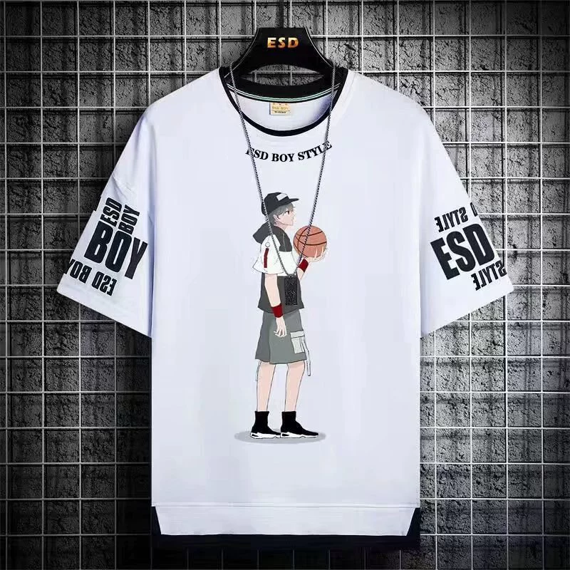 Short sleeve T-shirt, men's summer trend set, loose fit, with short sleeve