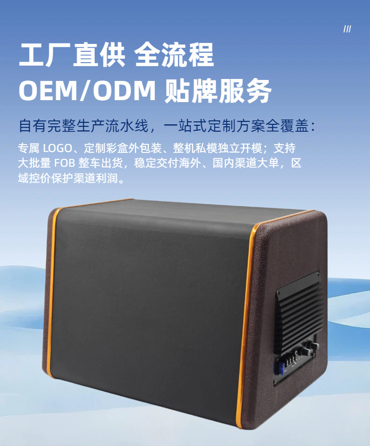 Source Factory 10inch Trunk Wooden Box Active Subwoofer 12V High Power In-stock Wholesale OEM Customization Wholesale