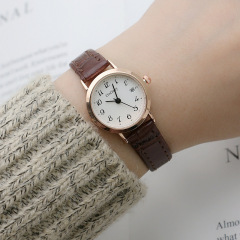 簡約小盤數字面女生手錶學生時尚潮流皮帶女士手錶石英表女4481