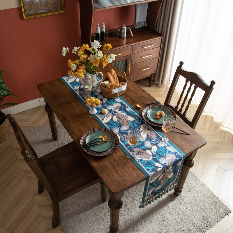 American Retro Color-woven Jacquard Ethnic Style With Corn Tassels, Household Polyester Tablecloth, Table Bed Runner,_voghion.com
