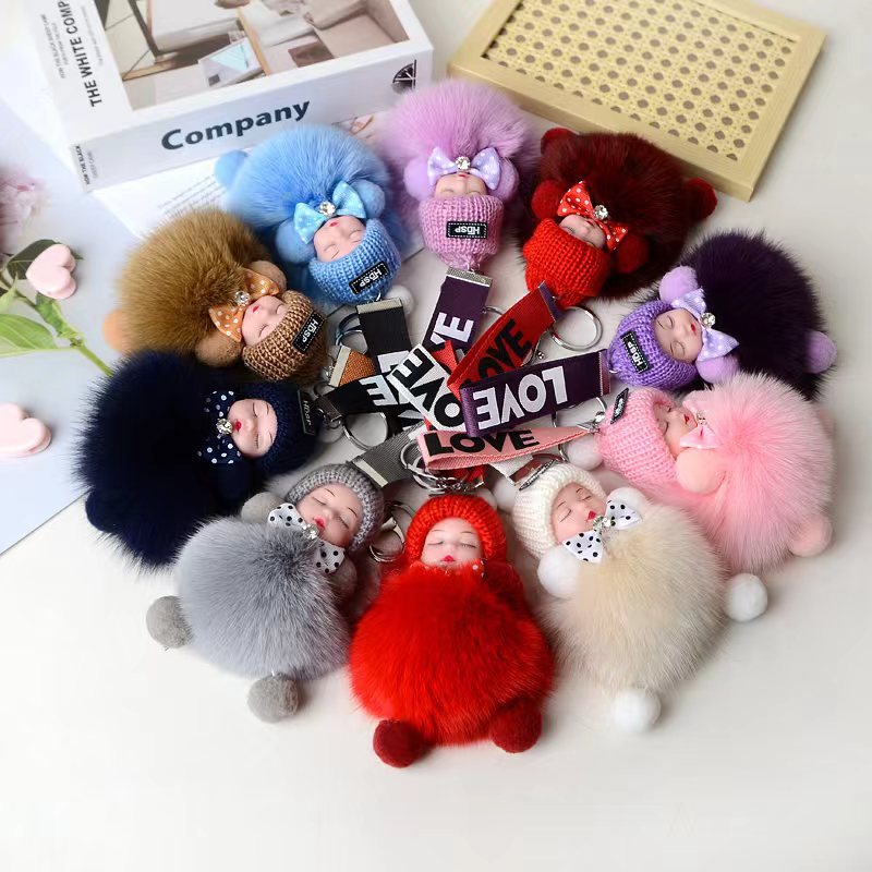 Cartoon Style Doll Fox Fur Women's Bag Pendant Keychain display picture 4