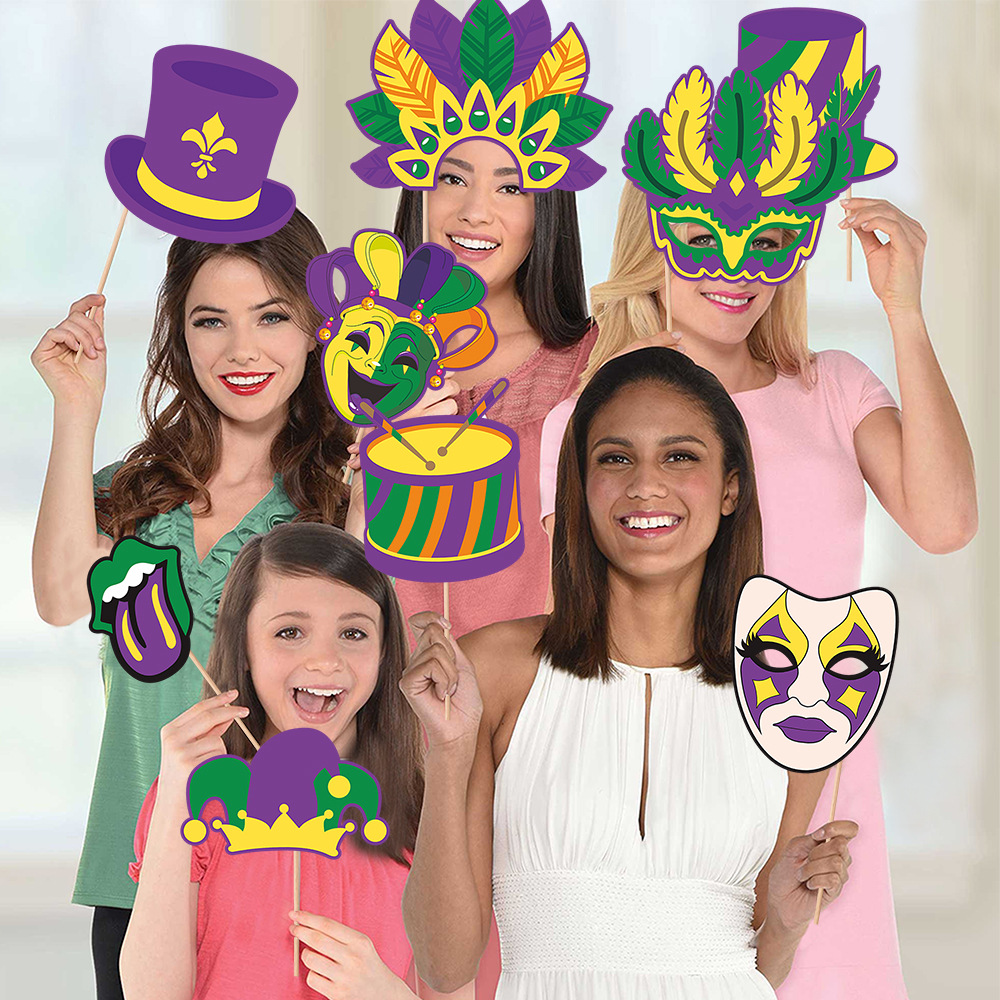 Nuevos artículos de decoración de fiesta de carnaval transfronterizos, decoración de baile de máscaras, selfie, extraños accesorios de fotografía de mano