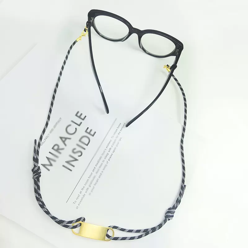 欧美跨境防丢眼镜链5mm涤纶编织挂绳可调节时尚简约挂脖配饰