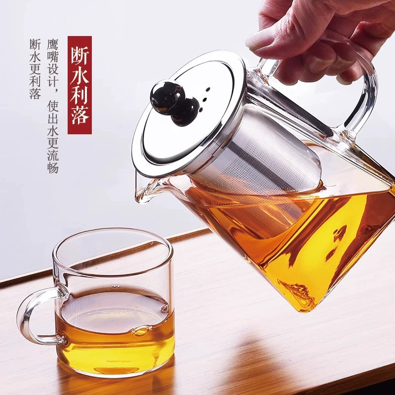 Glass teapot, square tea set