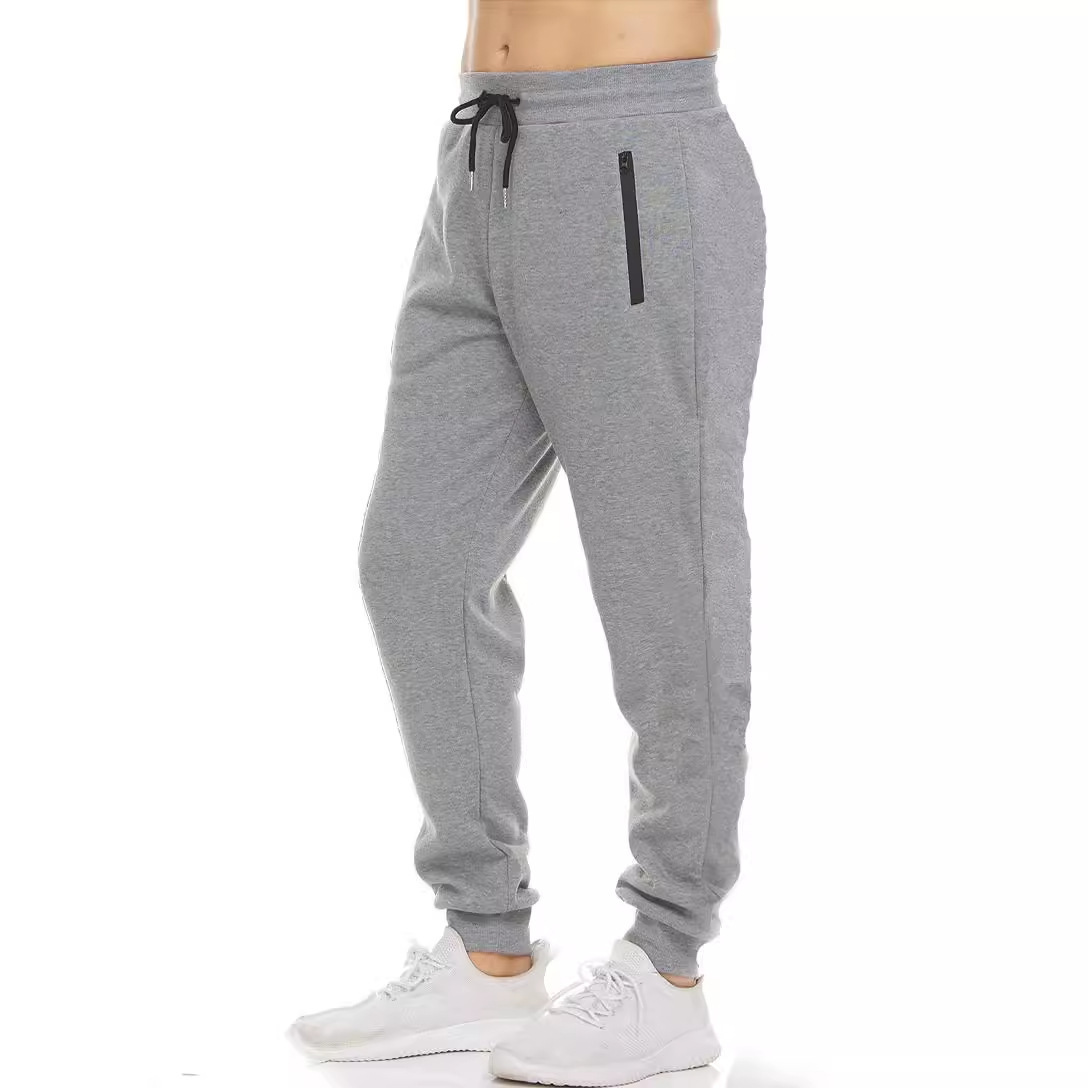 Herren-Jogginghose mit Fleecefutter – Freizeit- und Laufhose mit Reißverschluss (Schwarz/Grau/Marineblau, S-3XL)_voghion.com
