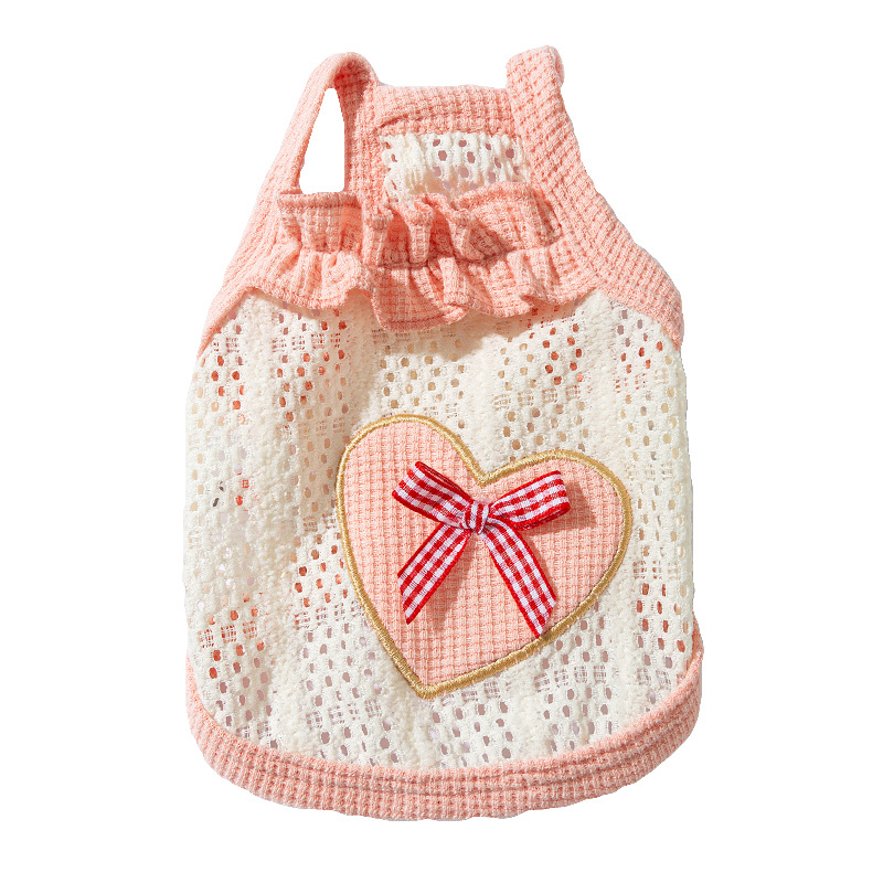 Verano lindo amor lazo perro de dos patas cabestrillo perro pequeño y mediano Teddy gato bichón perro mascota ropa