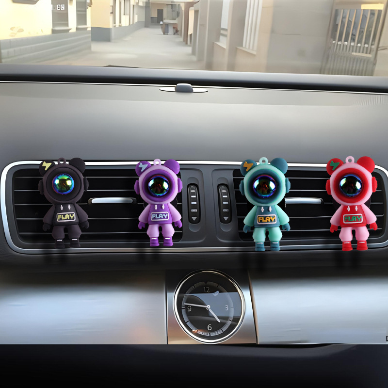[Vehículo transfronterizo] salida de aire del automóvil hoja de aroma perfume de automóvil aire acondicionado decoración interior de dibujos animados oso relámpago