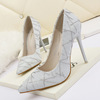 Korean fashion pointed shallow high heels night club show thin sexy women’s single shoes Sequin professional ol women’s 