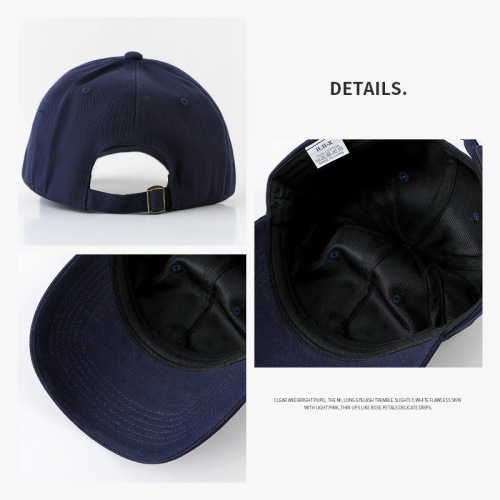 Solid color large head circumference baseball cap Japanese style women's fashion spring and summer men's Korean navy blue hat deep peaked cap