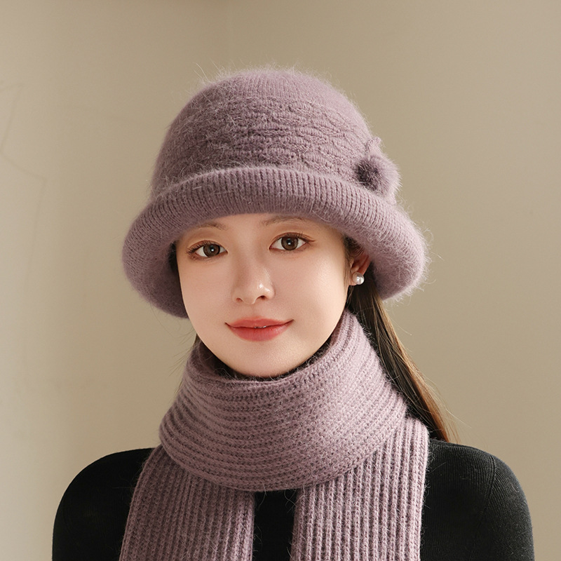 高品质兔毛盆帽女时尚新款加绒加厚妈妈帽冬季护耳保暖针织渔夫帽|undefined