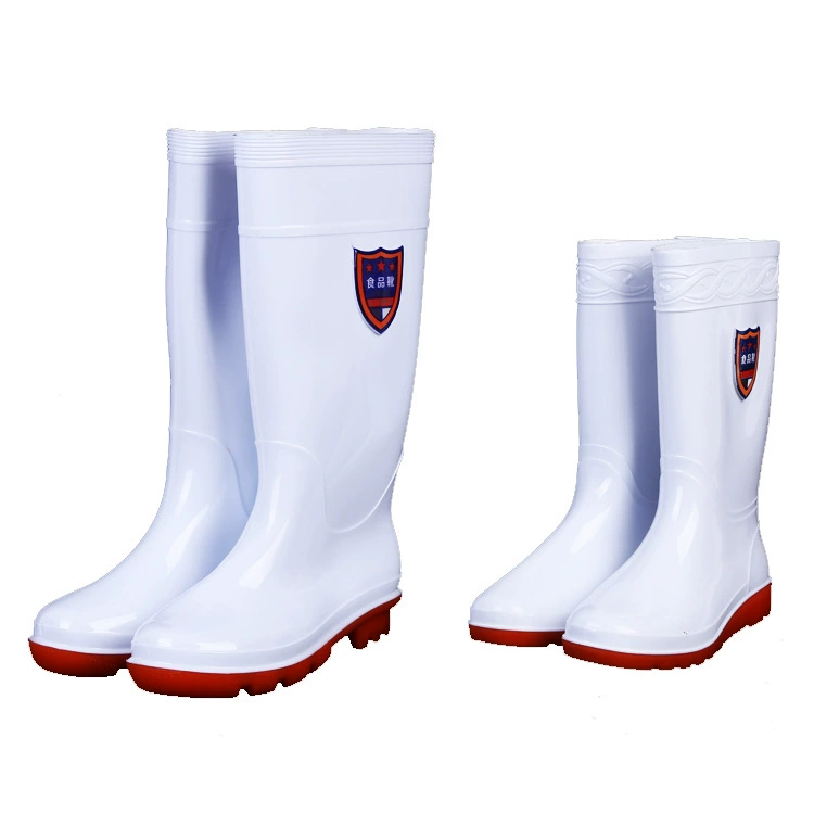 Маслостойкие кислотостойкие и щелочестойкие гигиенические сапоги для пищевых продуктов Обувь для воды на дне говядины Нескользящая подошва Белая пищевая рабочая обувь от дождя Пищевые сапоги