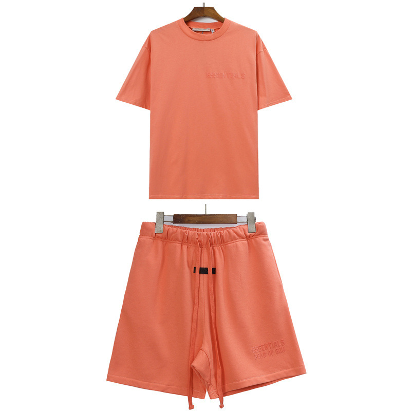 Traje FOG temporada 8 ESSENTIALS doble línea tridimensional carta flocado deportes pantalones cortos sueltos de manga corta