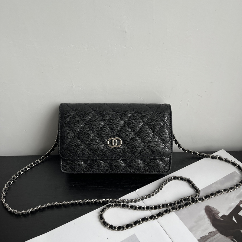 Chanel Style Genuine Leather Small Bag Caviar Fortune Bag 2024 New WOC Women's Bag All-match Cowhide Shoulder Crossbody Bag