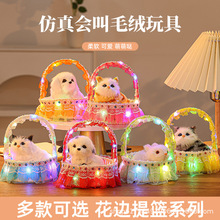 花篮提篮会叫的猫咪小猫咪儿童发光玩具毛绒玩偶男女生日礼物led