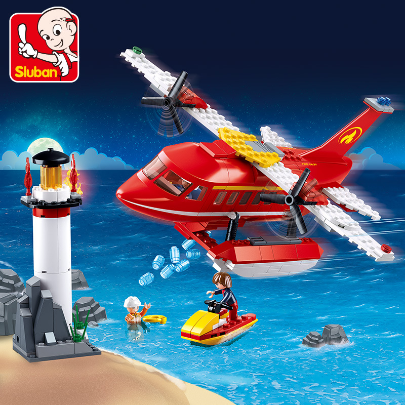 Little Luban 0629 Fire Hero Water Firefighting Aircraft Children's Educational Boy Assembly Model Building Block Toy