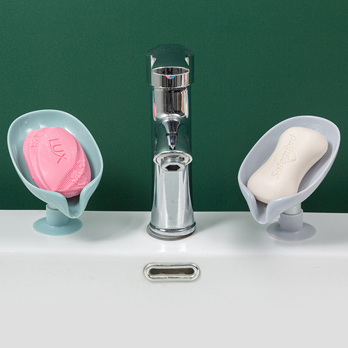 Creative soap box punch-free leaf drain suction cup soap box bathroom wall-mounted toilet storage rack soap rack
