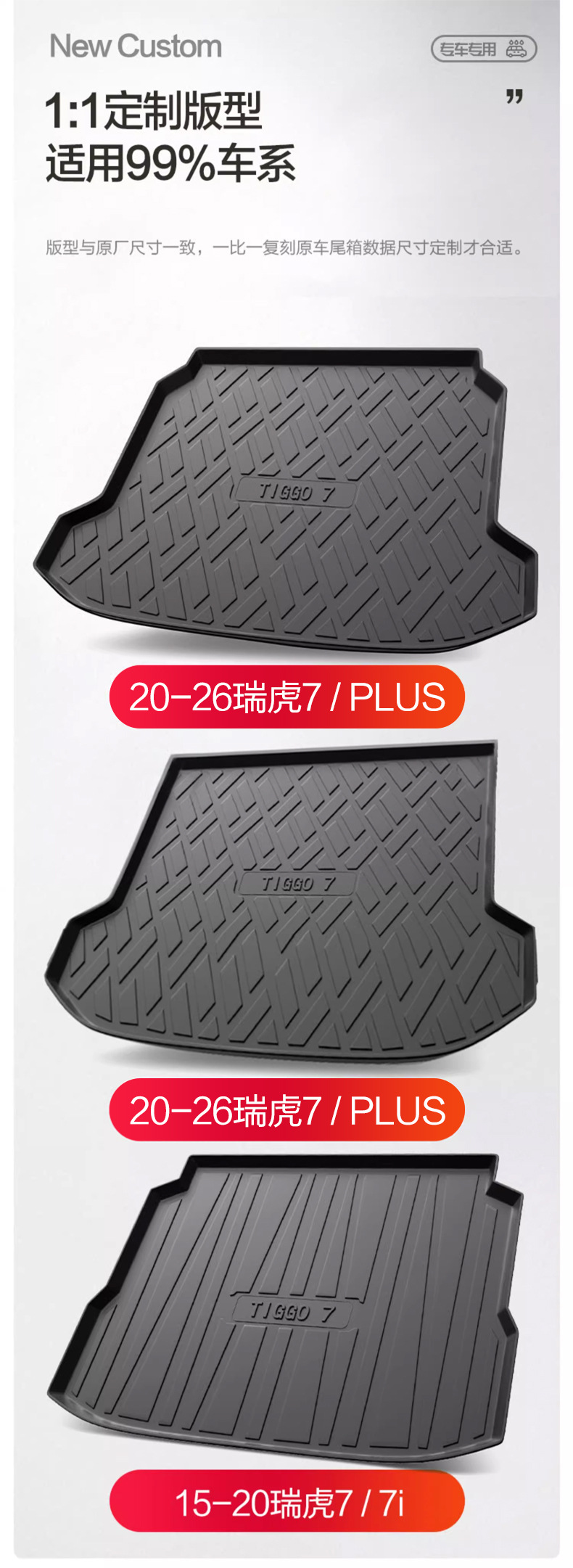Chery Ruihu 7PLUS Trunk Mat Seven Decorative Car Supplies Interior Modification Accessories TPE Waterproof Tail Mat