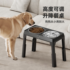 ペットステンレス鋼犬ボウル昇降高さ調節可能な犬ボウルダブルボウル中型および大型犬ボウル折りたたみ食器