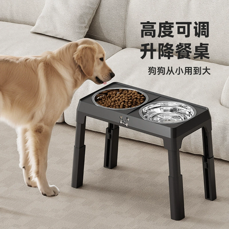 Миска для собак из нержавеющей стали, регулируемая по высоте, двойная миска для средних и крупных собак, складная миска для кормления