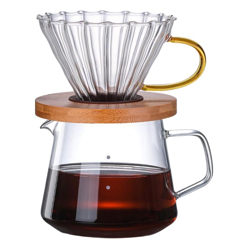 Olla de café de vidrio resistente al calor estilo europeo boca puntiaguda punzón compartir olla hogar taza de leche en stock suministro