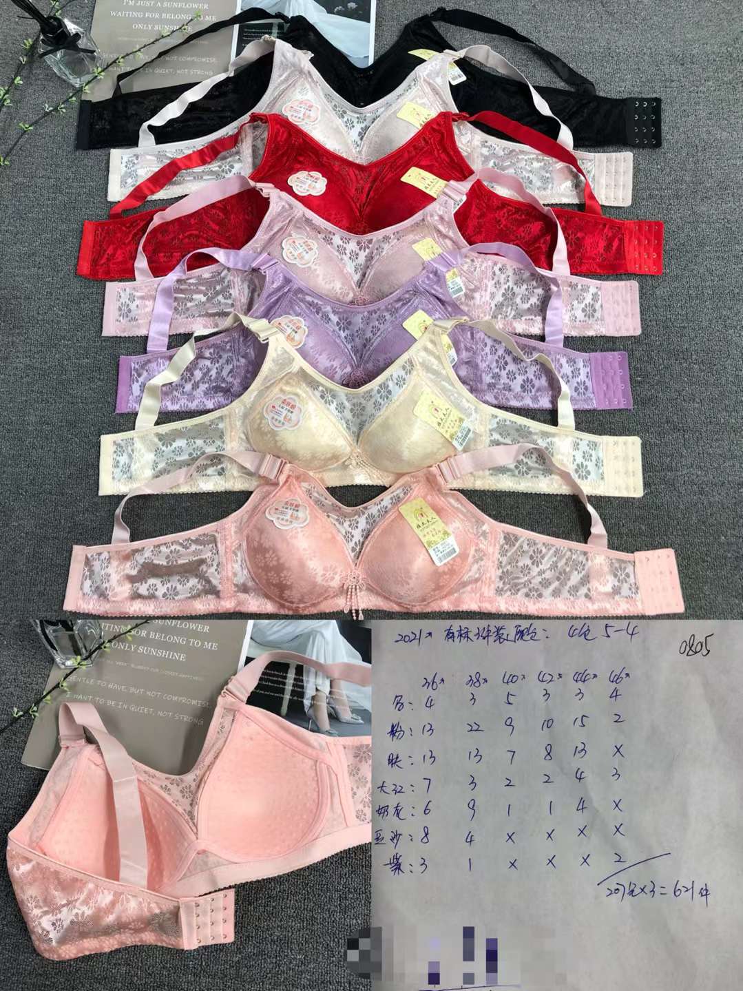 Sujetador de ropa interior de la madre de cuatro pechos de encaje Delgado sujetador inalámbrico de mediana edad y ancianos de algodón pequeño pecho empuja hacia arriba más el sujetador de tamaño