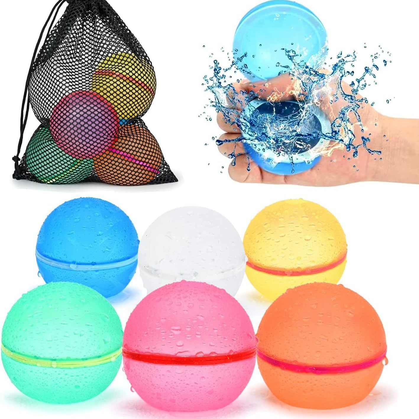 Amazon estilo explosivo bola de agua magnética de silicona reproducible juguete de waterpolo de silicona descompresión juguete de waterpolo magnético de silicona