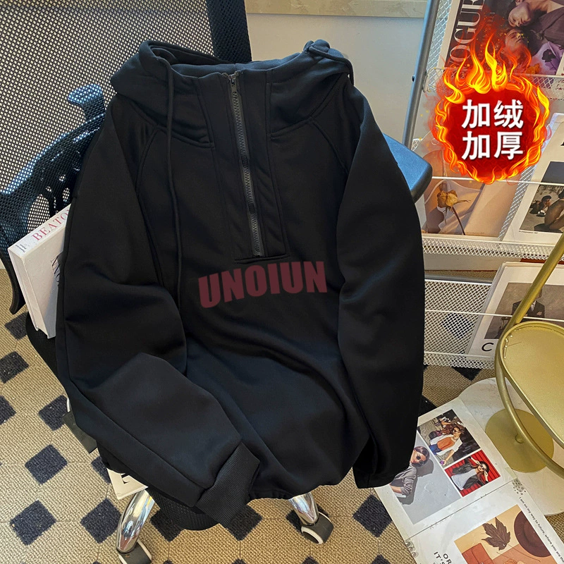 Трансграничный [реальный выстрел из китайского хлопка и измельчения молока/серебряной лисы] большой размер 300 кг ленивый ветер с капюшоном свитер