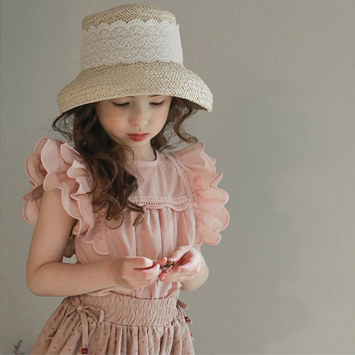 Baby Floral Collar Shirt Summer New Korean Children's Clothing 3-10 Years Old Girls Baby Pure Cotton Princess T-Shirt Dropshipping One Piece