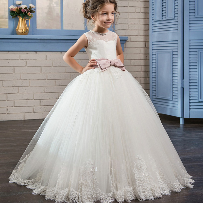 Abito da principessa per bambina Mother & Kids, abito da sposa in pizzo, completo da damigella d'onore, abito per feste di compleanno, abito per esame di pianoforte, moda 【Pre-ordine | Spedizione in 15 giorni】_voghion.com
