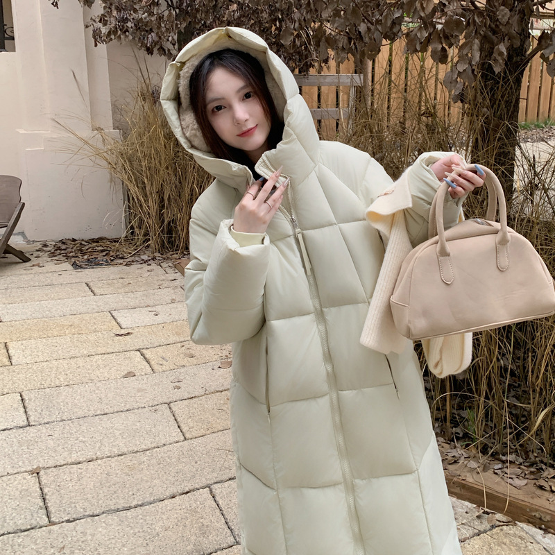 外贸中长款羽绒棉服女2025新款流行连帽过膝加厚冬季棉袄棉衣外套|undefined
