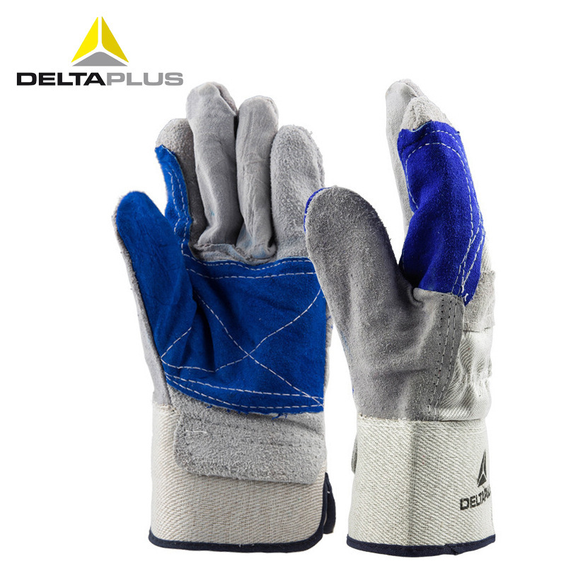 代尔塔 204202 牛皮电焊防护劳保手套焊工作业耐磨防穿刺帆布手套