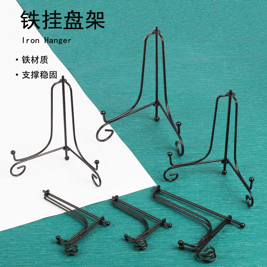 Черная железная краска Подвесная пластина Держатель керамической пластины Подвесная стойка Держатель лотка Декоративная Складная пластина Подставка для дисплея Кронштейн