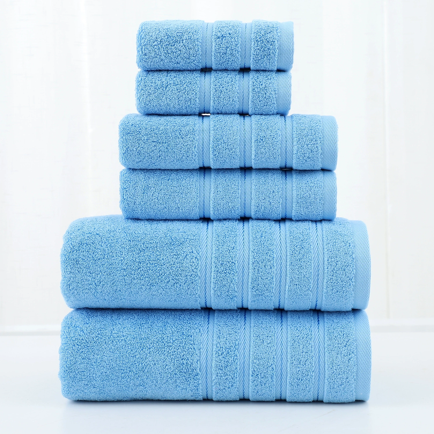 Cotton Bath Towel Set, 3-piece thickened kit — square, hand towel, bath towel (multiple colors)