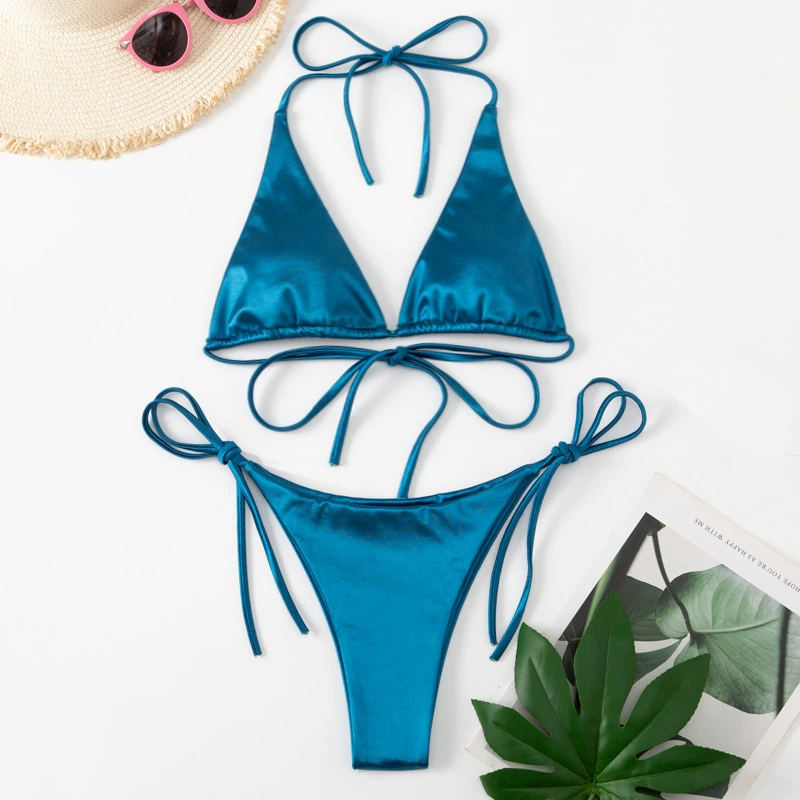 Solid sexy beach swimwear, fashionable set, European style, Amazon
